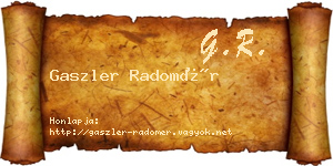 Gaszler Radomér névjegykártya